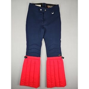 Vintage FERA Ski Pants Women's 28x30 Navy & Red Wool Blend Snow Winter Retro